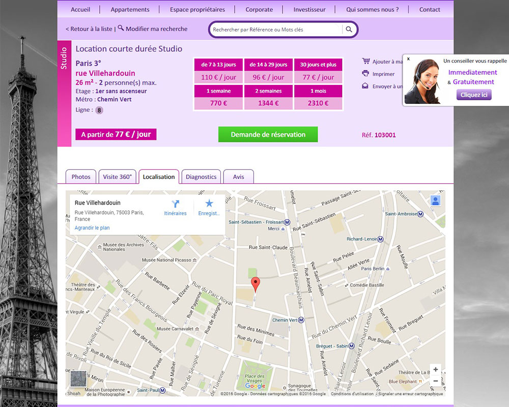 Home Rental Service - plan de situation