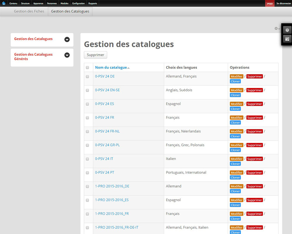 peggy sage - gestion des catalogues produits