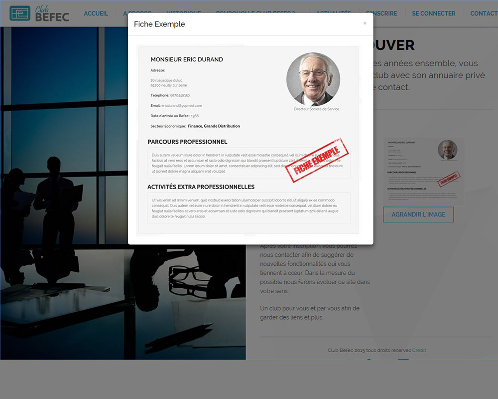 club befec - fiche annuaire